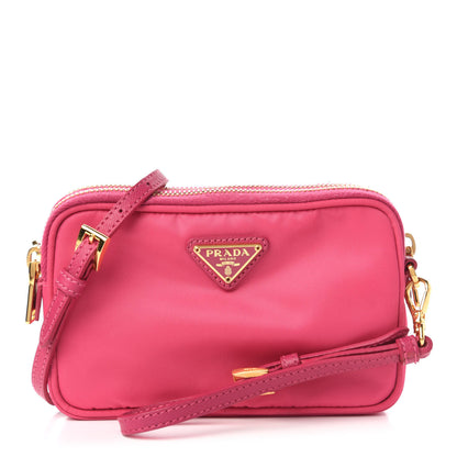 Prada Tessuto Nylon Saffiano Mini Camera Crossbody Fuxia 1 of 9