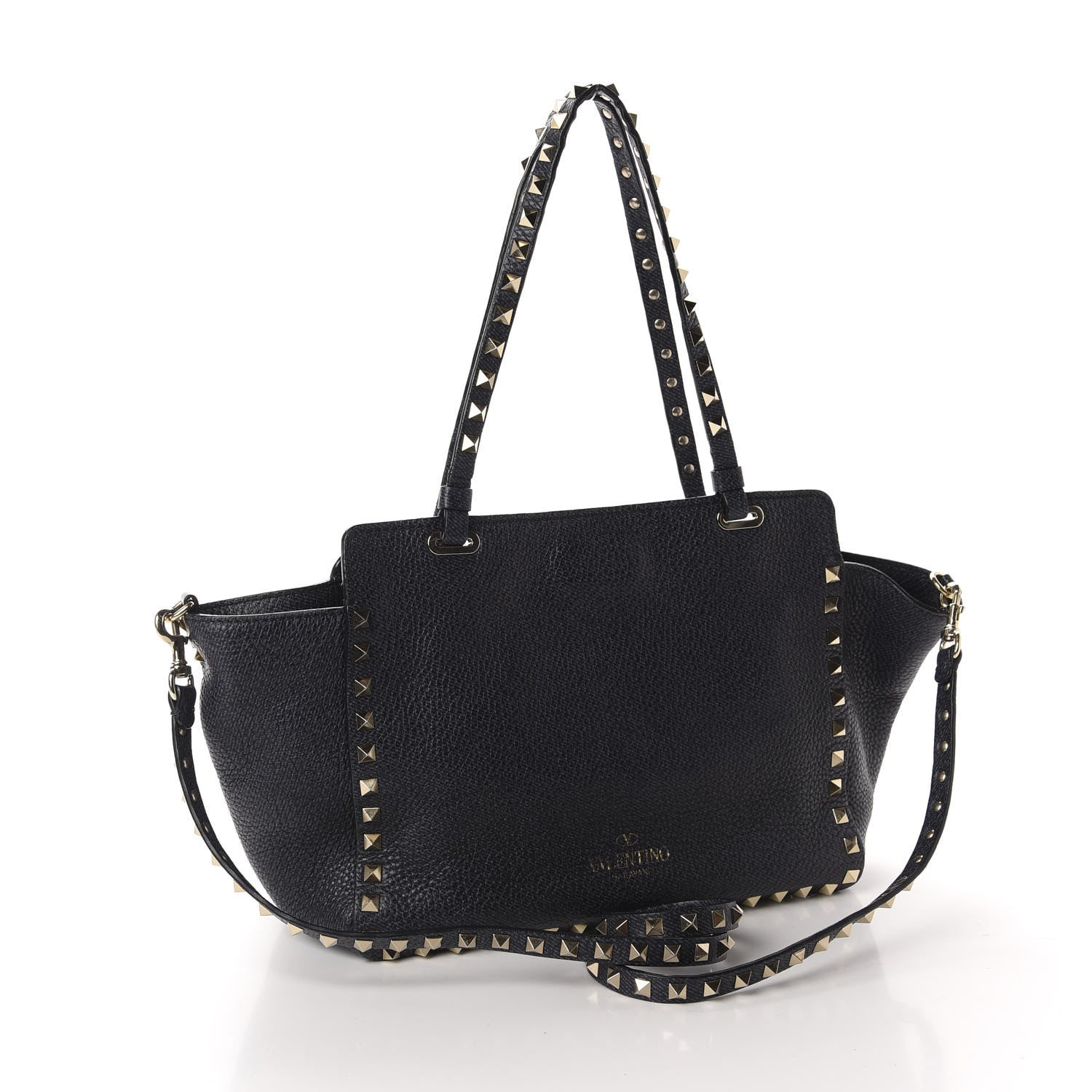 Valentino Garavani Pebbled Calfskin Small Rockstud Tote Marine 3 of 9