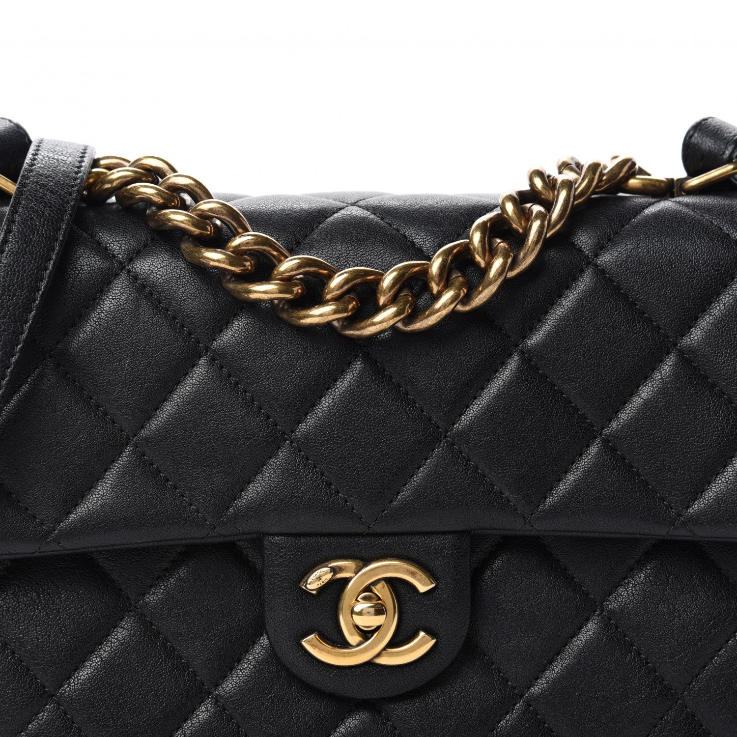 Chanel Shiny Sheepskin Quilted Small Trapezio Flap Black 10 of 11