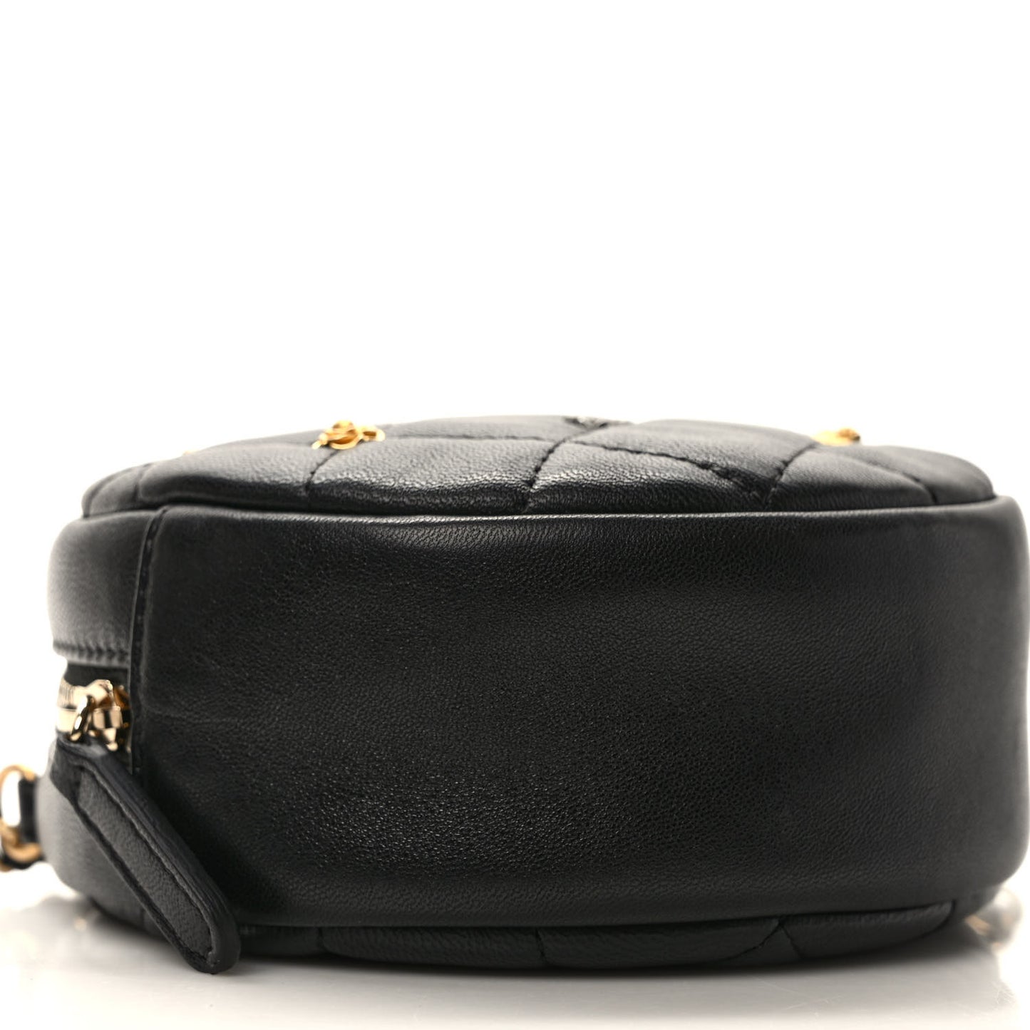 Lambskin Quilted Studded Round Clutch With Chain Black