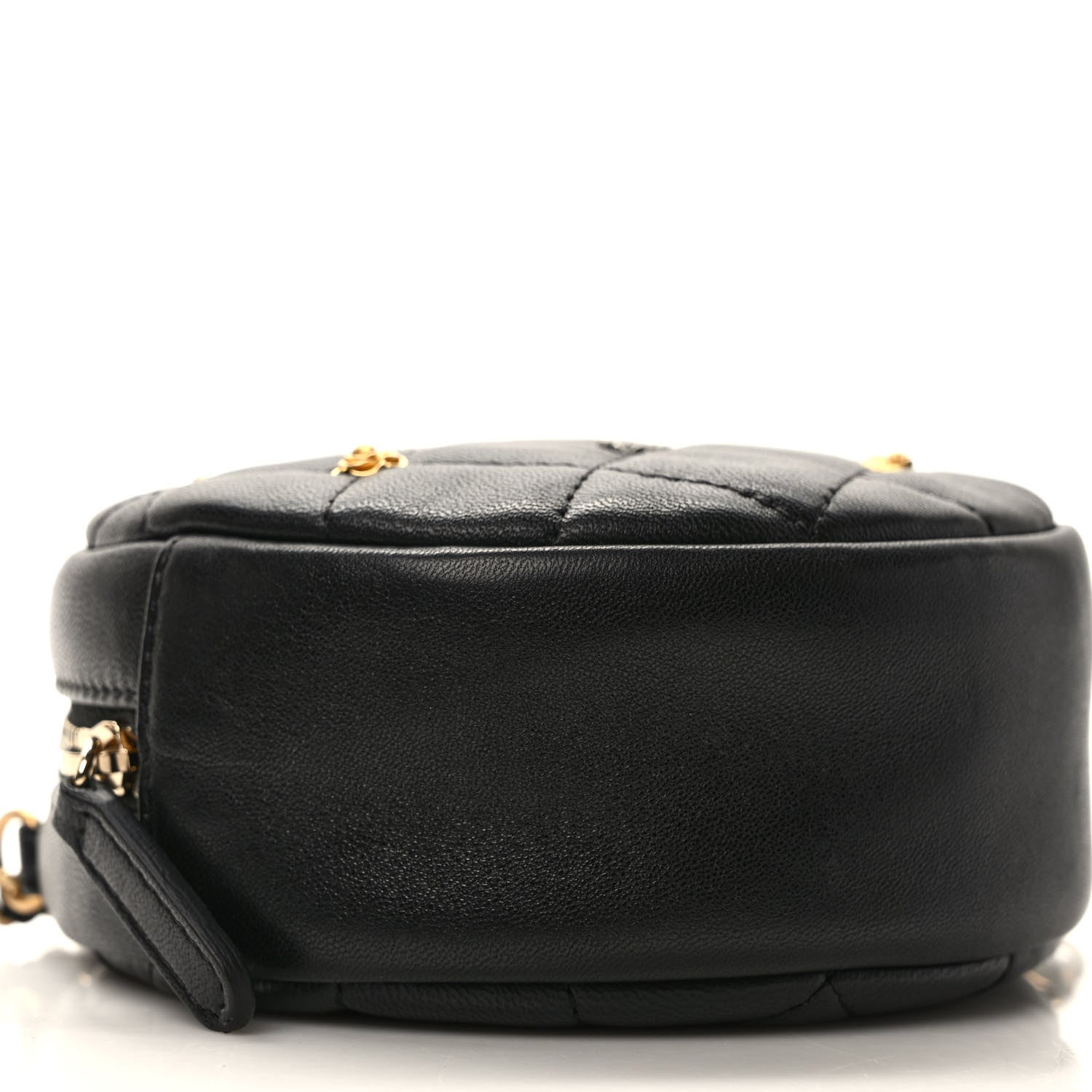 Chanel Lambskin Quilted Studded Round Clutch With Chain Black 7 of 9
