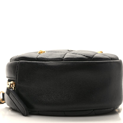 Chanel Lambskin Quilted Studded Round Clutch With Chain Black 7 of 9