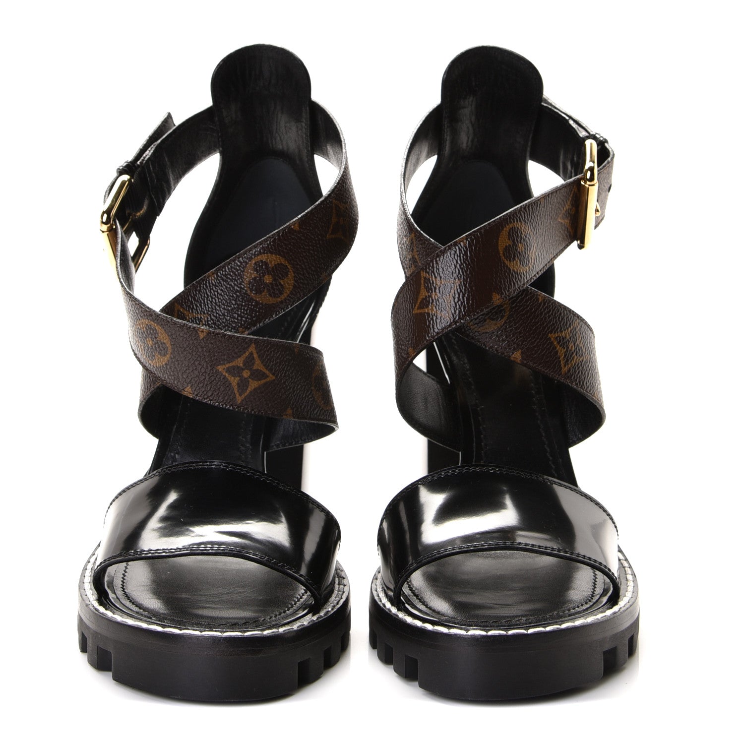 Louis Vuitton Glazed Calfskin Monogram Star Trail Sandals 41 Black 4 of 9