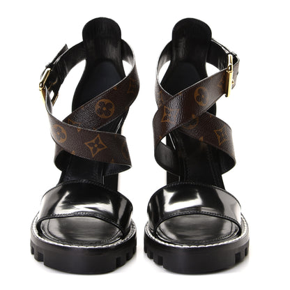 Louis Vuitton Glazed Calfskin Monogram Star Trail Sandals 41 Black 4 of 9