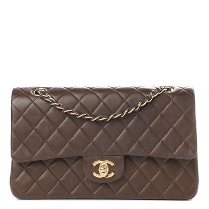 Chanel Lambskin Quilted Medium Double Flap Dark Brown 1 of 16