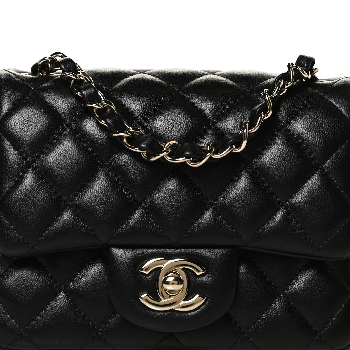 Lambskin Quilted Mini Square Flap Black