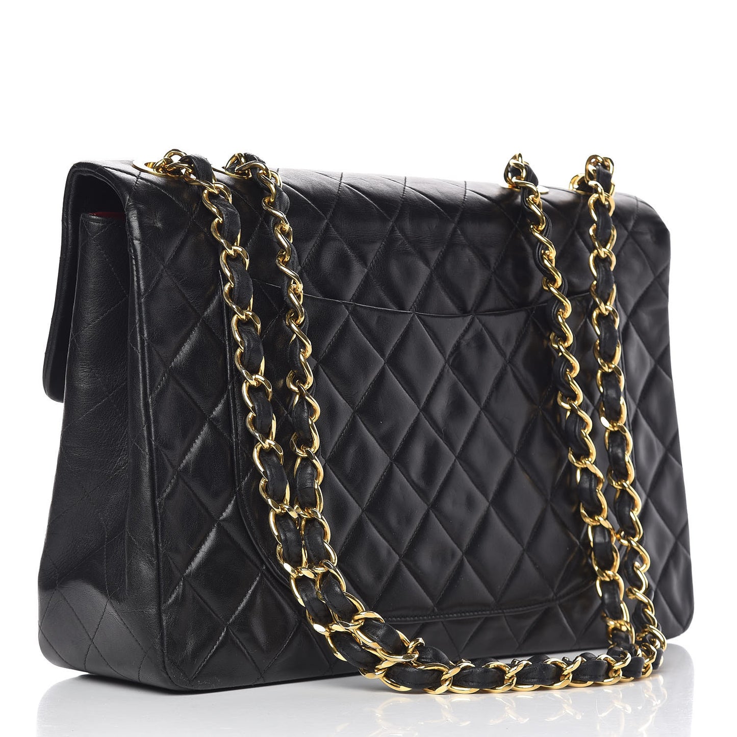 Lambskin Quilted XL Jumbo Single Flap Black