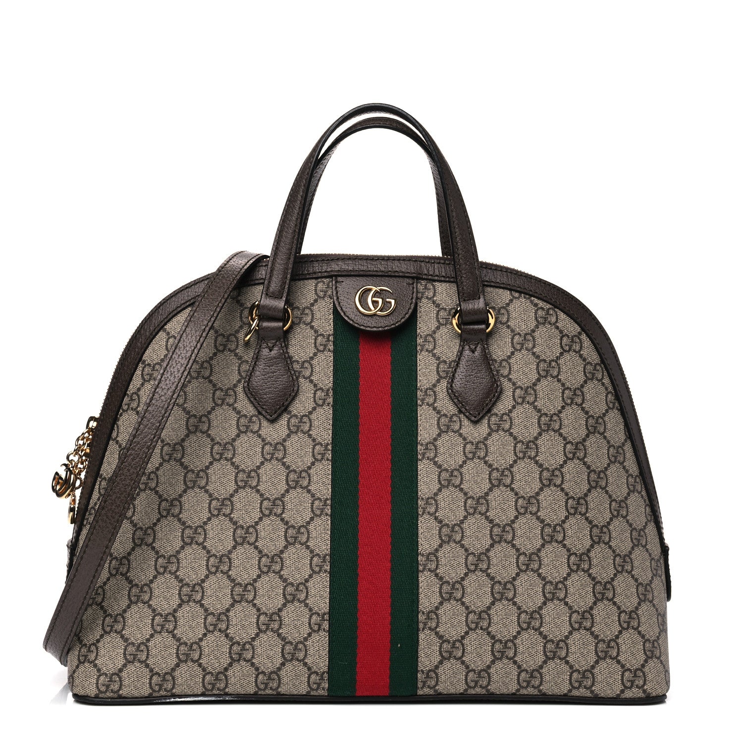 Gucci GG Supreme Monogram Web Medium Ophidia Top Handle Dome Bag Brown 1 of 8