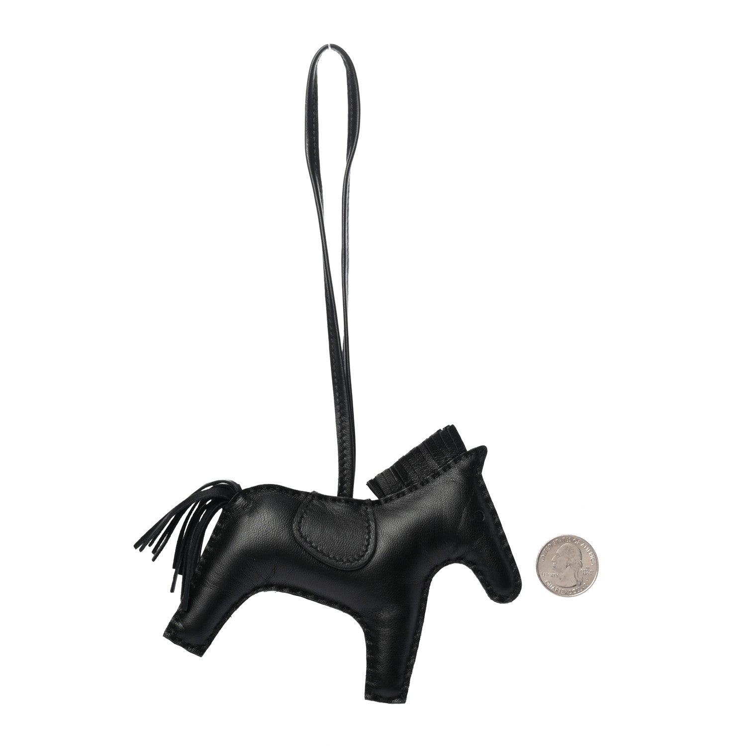 Hermes Milo Lambskin Grigri Rodeo Horse Bag Charm MM So Black 2 of 5