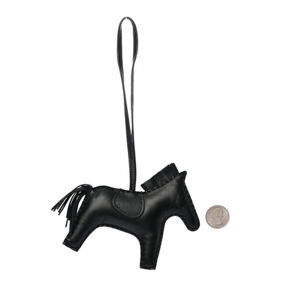 Hermes Milo Lambskin Grigri Rodeo Horse Bag Charm MM So Black 2 of 5