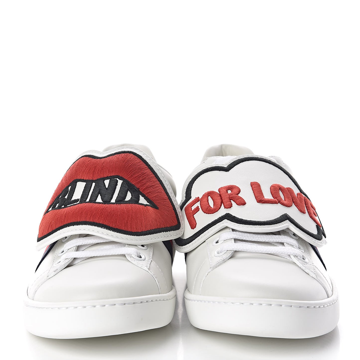 Calfskin Ayers Blind For Love Embroidered Womens Ace Sneakers 37 White