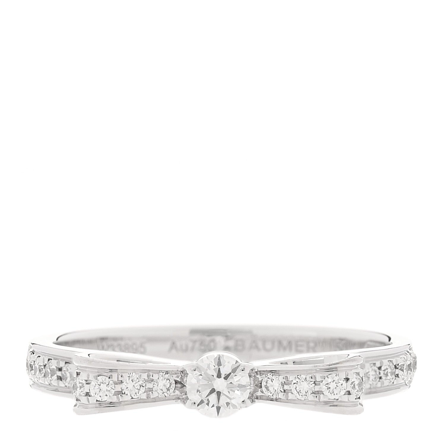 Chanel 18K White Gold Diamond Ruban Ring 50 5.25 1 of 7
