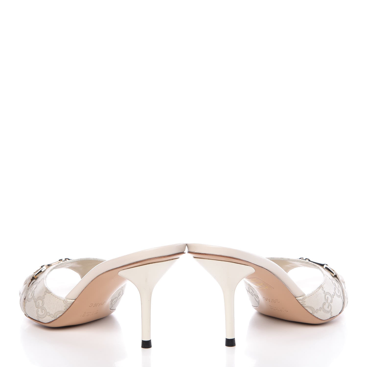 Gucci Guccissima Horsebit Mid Heel Slides 36.5 Mystic White 6 of 15