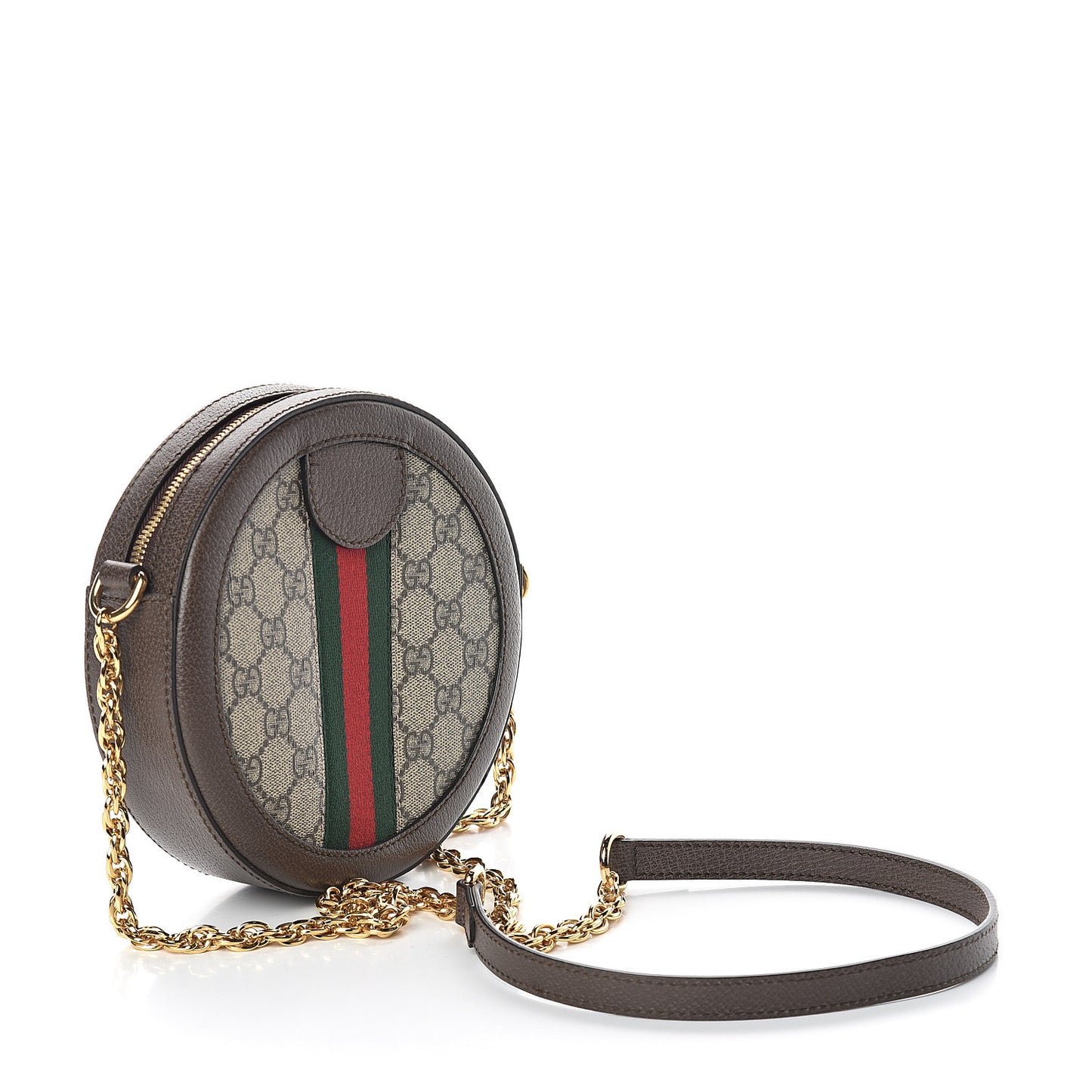 GG Supreme Monogram Web Mini Ophidia Round Shoulder Bag Brown