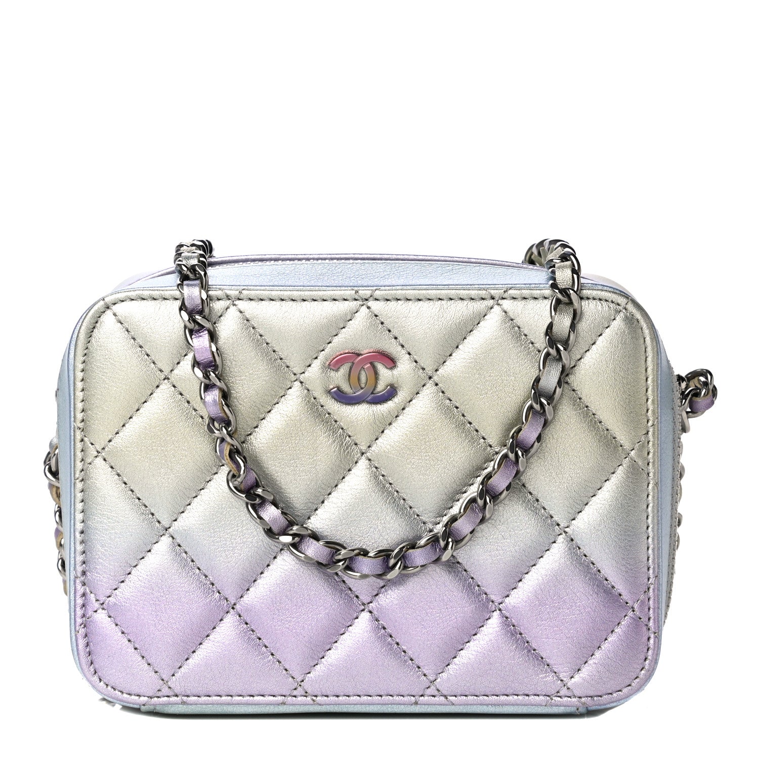 Chanel Metallic Gradient Calfskin Quilted Camera Case Blue Yellow Purple 1 of 15