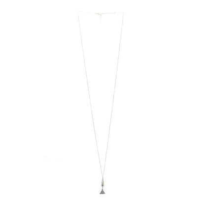 Saint Laurent Brass Triangle Pendant Long Necklace Oxidized Silver 3 of 6
