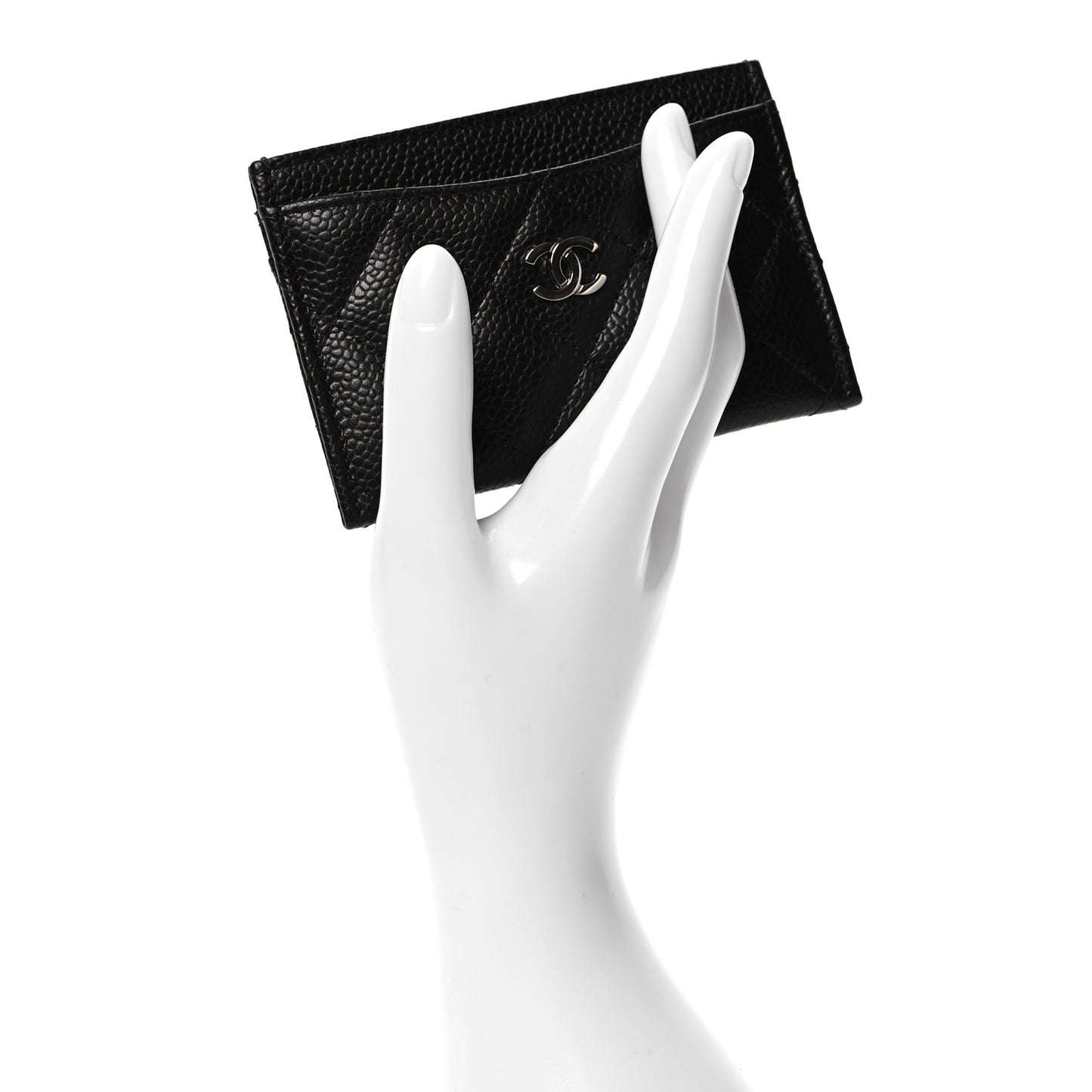 Caviar Quilted Card Holder Black