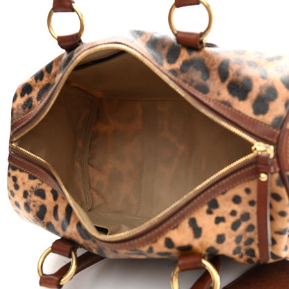 Dolce & Gabbana Coated Canvas Leopard Print Boston Bag 7 of 15