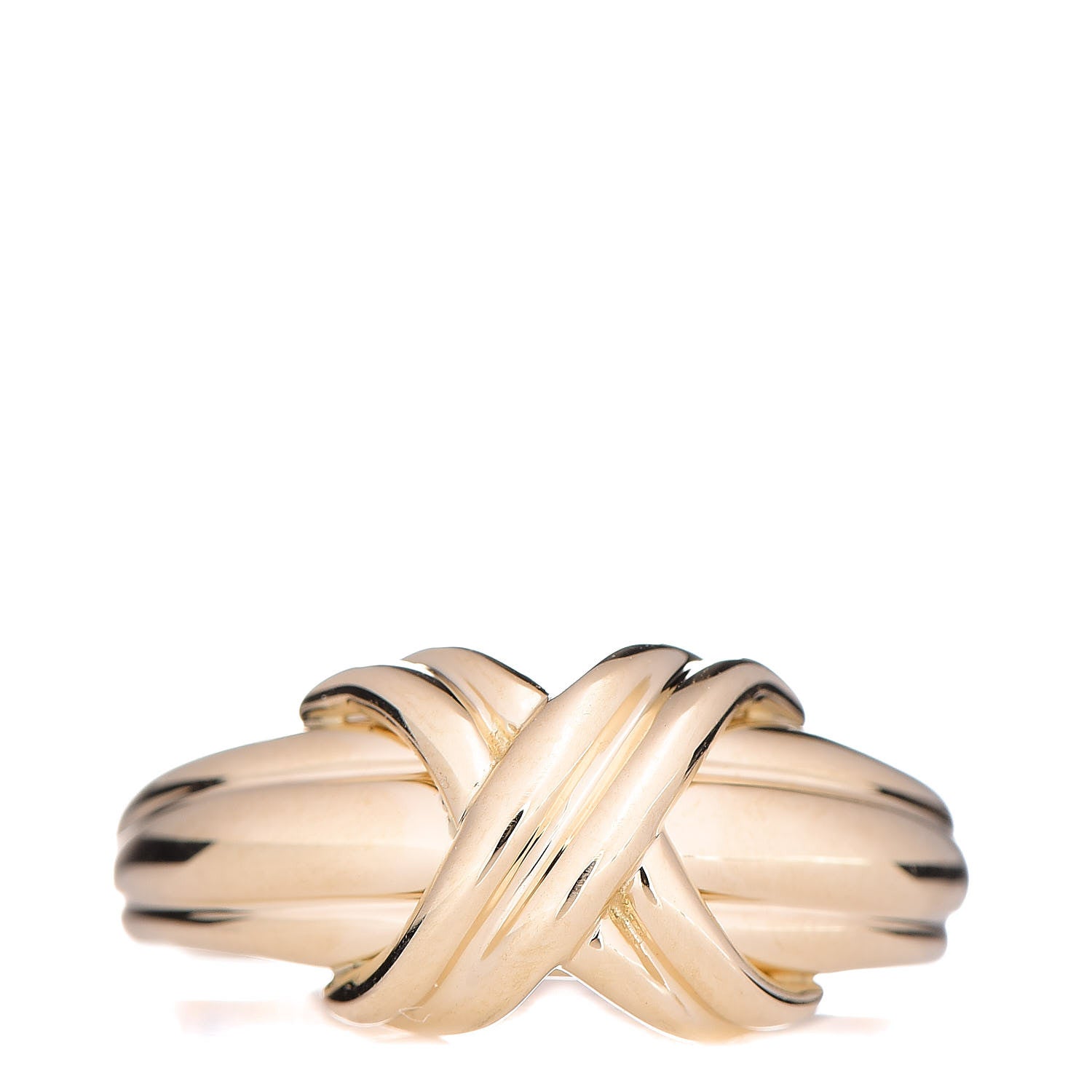 Tiffany 18K Yellow Gold Signature X Ring 50 5.5 1 of 6