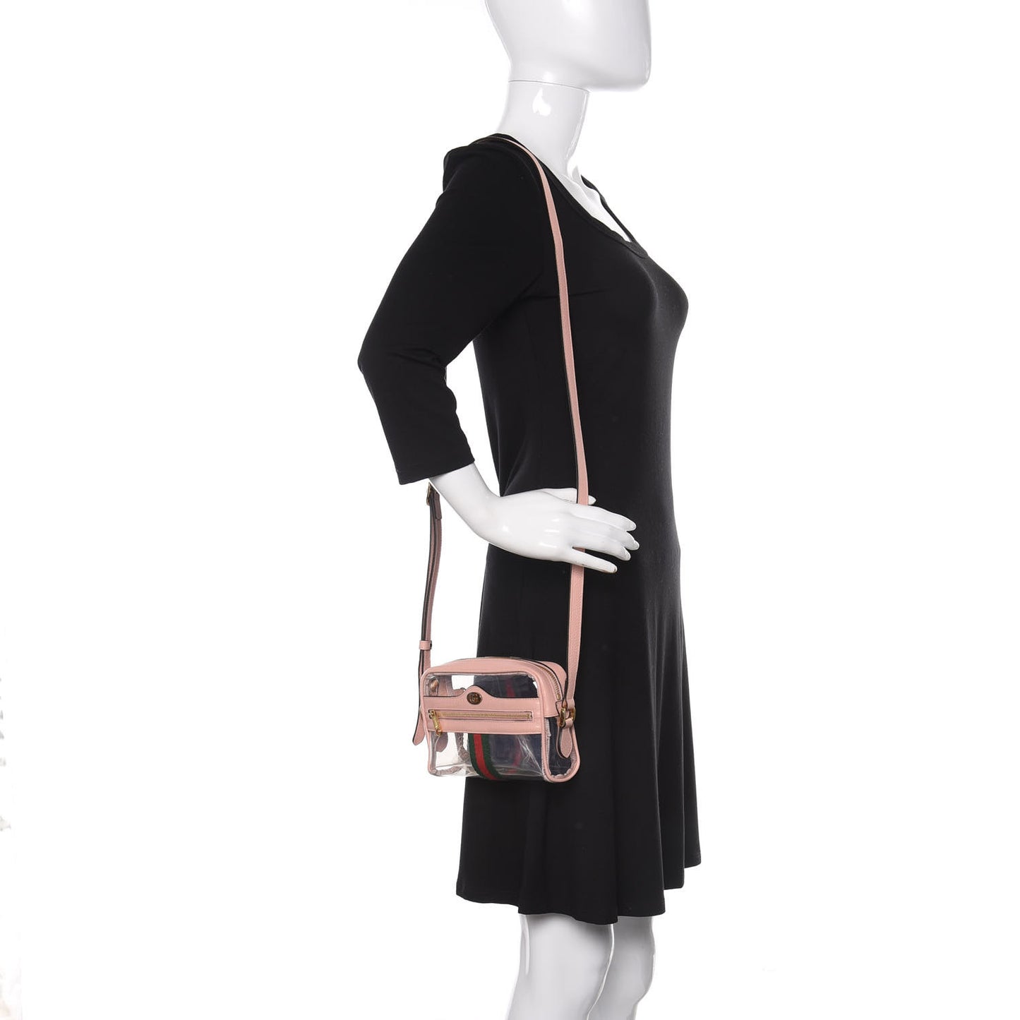 Vinyl Web Mini Ophidia Transparent Shoulder Bag Perfect Pink