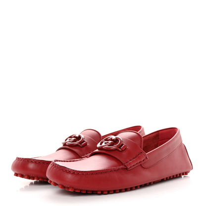 Gucci Soft Clove Calfskin Monochrome Mens Interlocking G Driver Loafers 8 Red 3 of 13