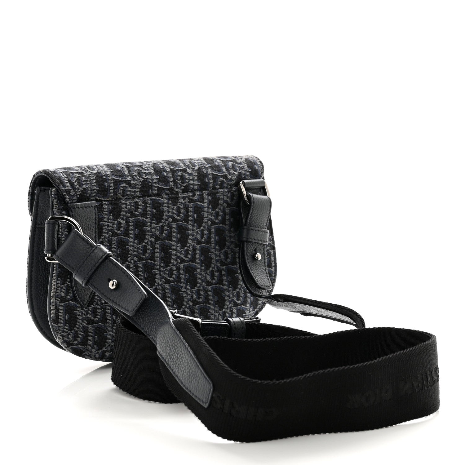 Christian Dior Oblique Saddle Messenger Pouch Blue Black 3 of 13