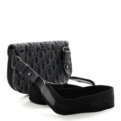 Christian Dior Oblique Saddle Messenger Pouch Blue Black 3 of 13