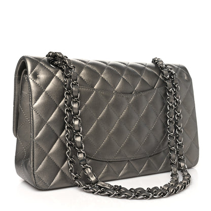 Chanel Metallic Calfskin Quilted Medium Double Flap Ruthenium Ruthenium 3 of 11