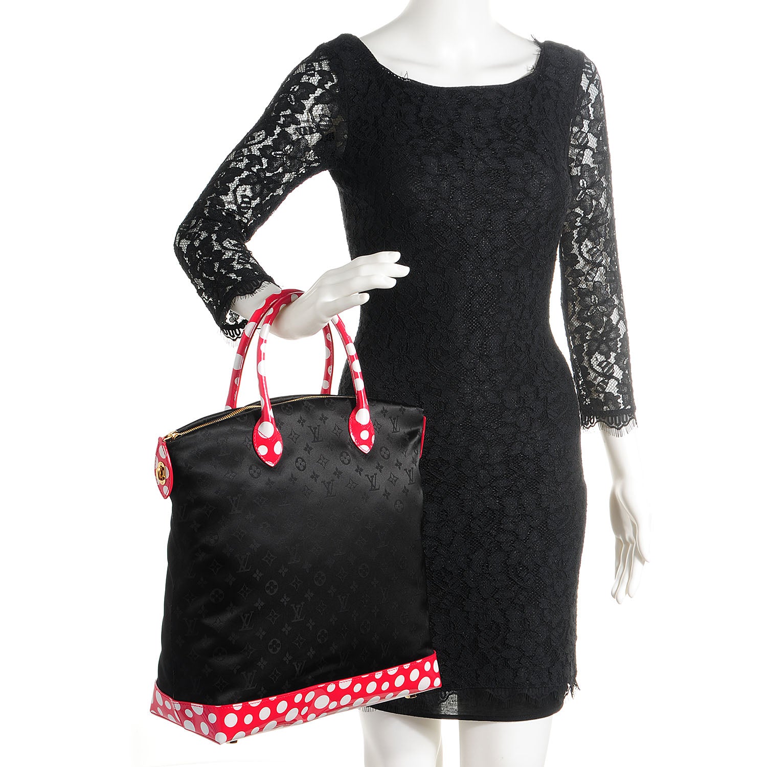 Louis Vuitton Nylon Monogram Kusama Infinity Dots Vertical Lockit Black Red 2 of 8