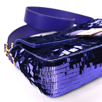 Fendi Sequin Paillettes Shiny Nappa Sex and the City Baguette Viola Purple Rain 8 of 9