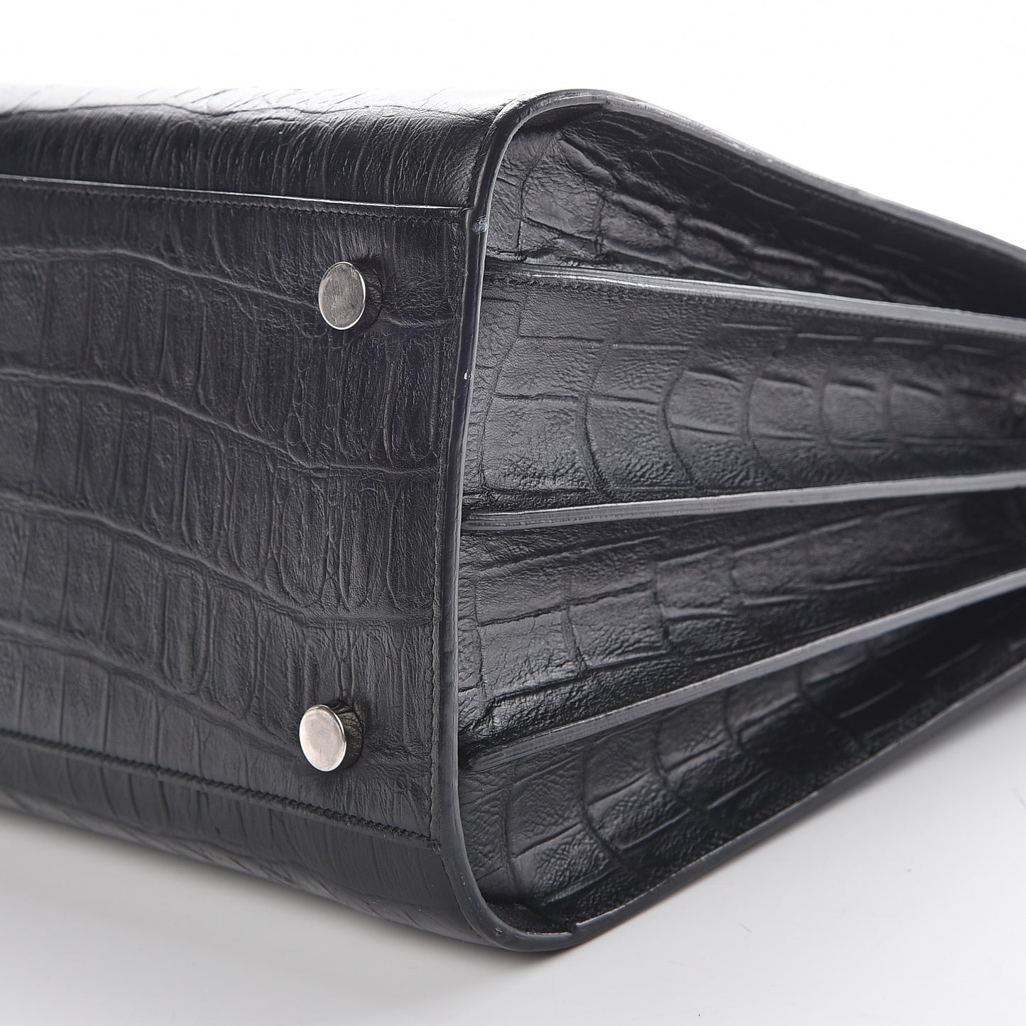 Calfskin Crocodile Embossed Small Sac de Jour Black