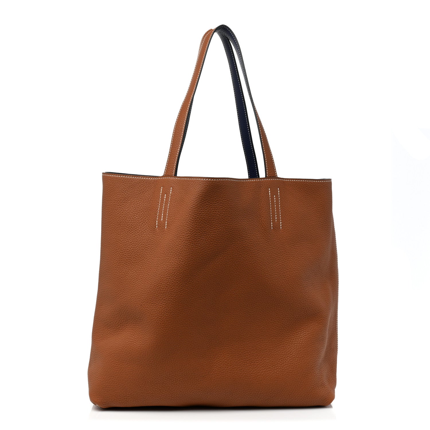 Hermes Taurillon Clemence Double Sens 45 Reversible Tote Gold Bleu Encre 5 of 14