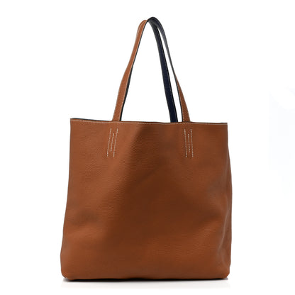 Hermes Taurillon Clemence Double Sens 45 Reversible Tote Gold Bleu Encre 5 of 14