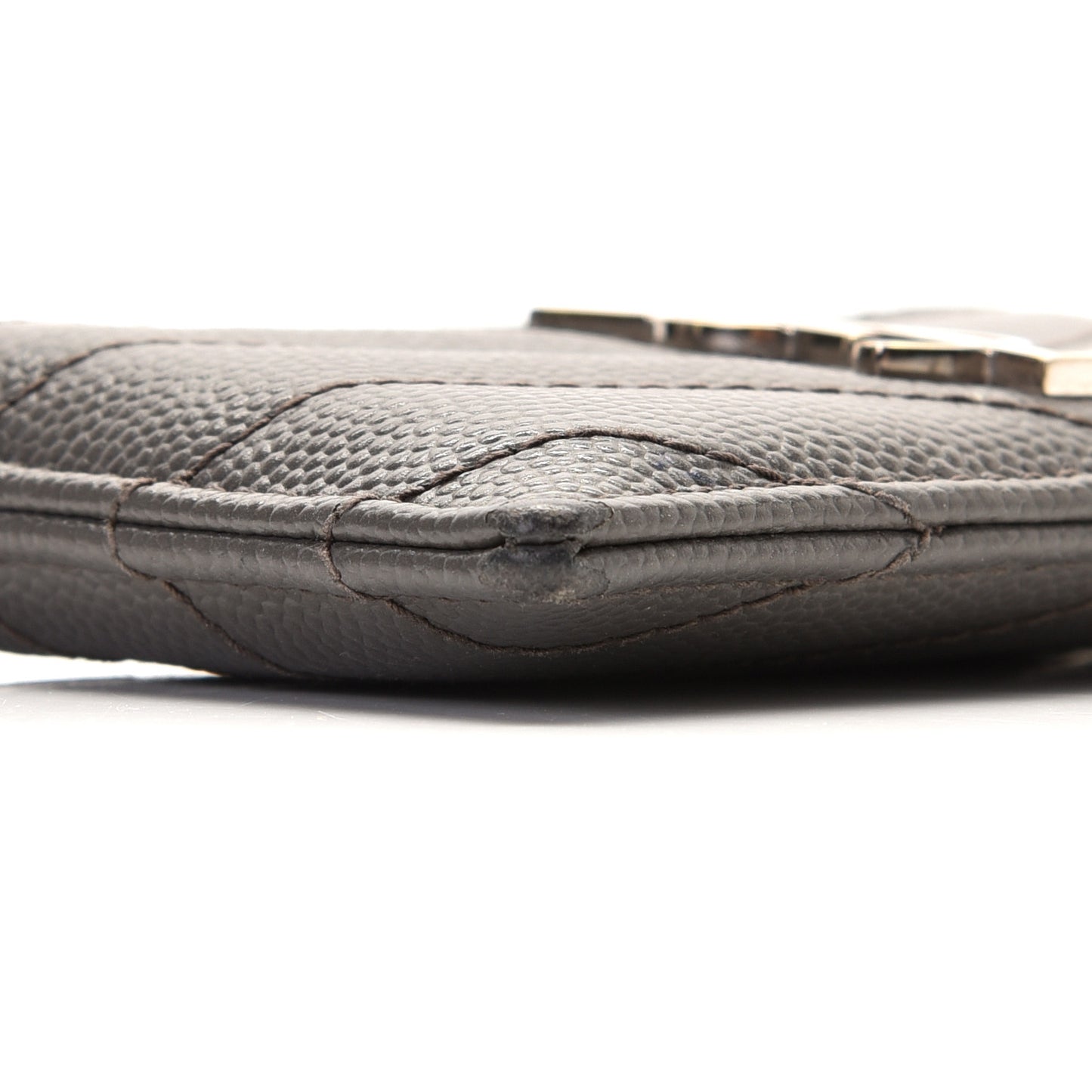 Grain De Poudre Matelasse Chevron Monogram Credit Card Case Coal