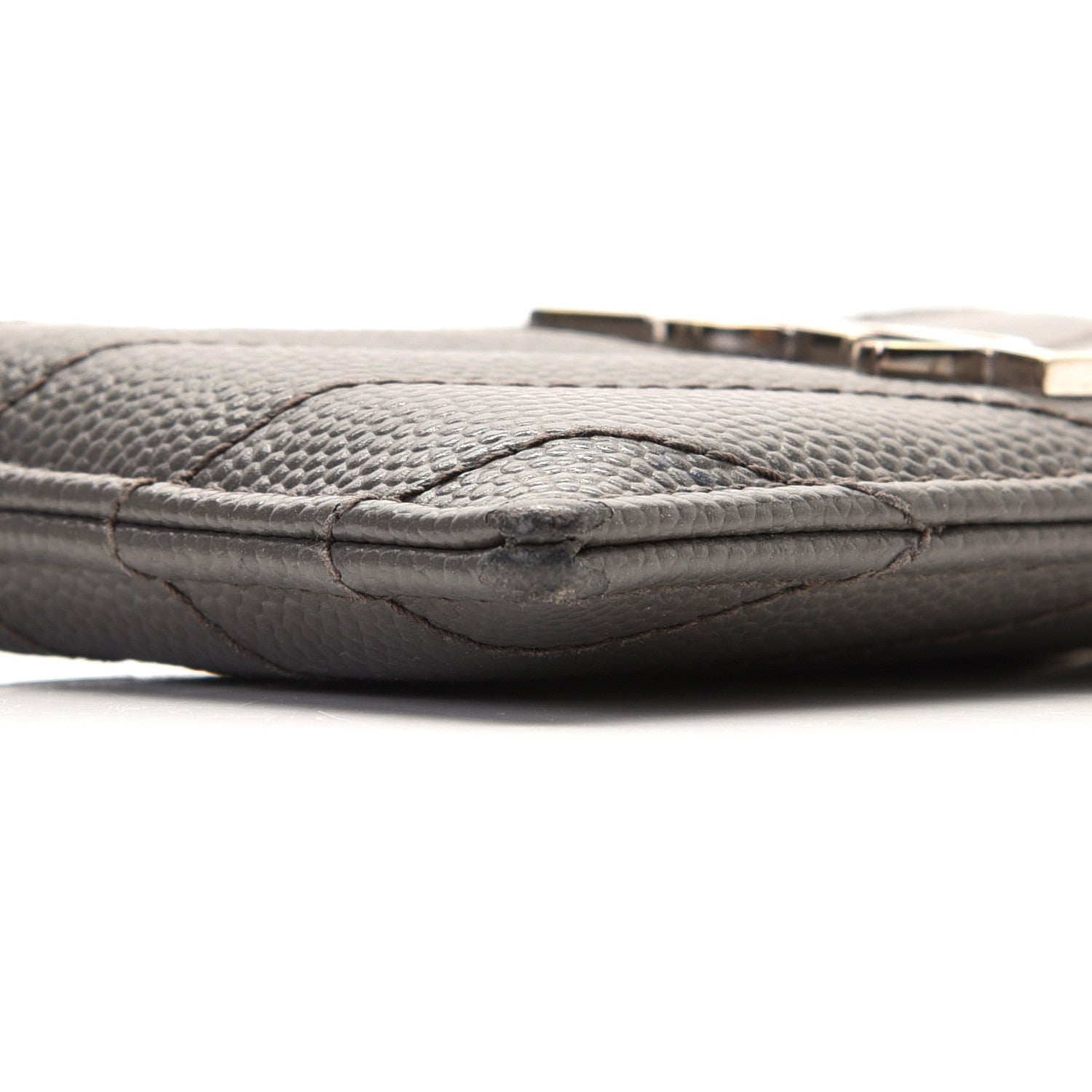 Saint Laurent Grain De Poudre Matelasse Chevron Monogram Credit Card Case Coal 8 of 8