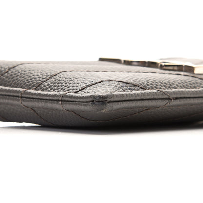 Saint Laurent Grain De Poudre Matelasse Chevron Monogram Credit Card Case Coal 8 of 8