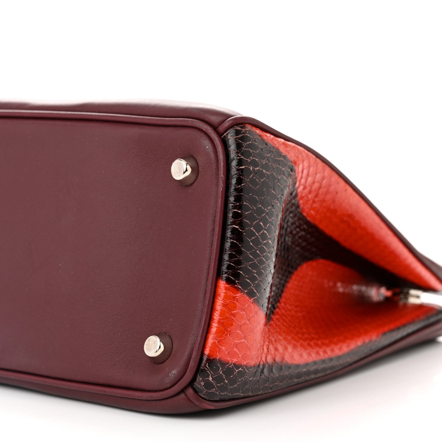 Calfskin Snakeskin Medium Diorissimo Tote Burgundy Red