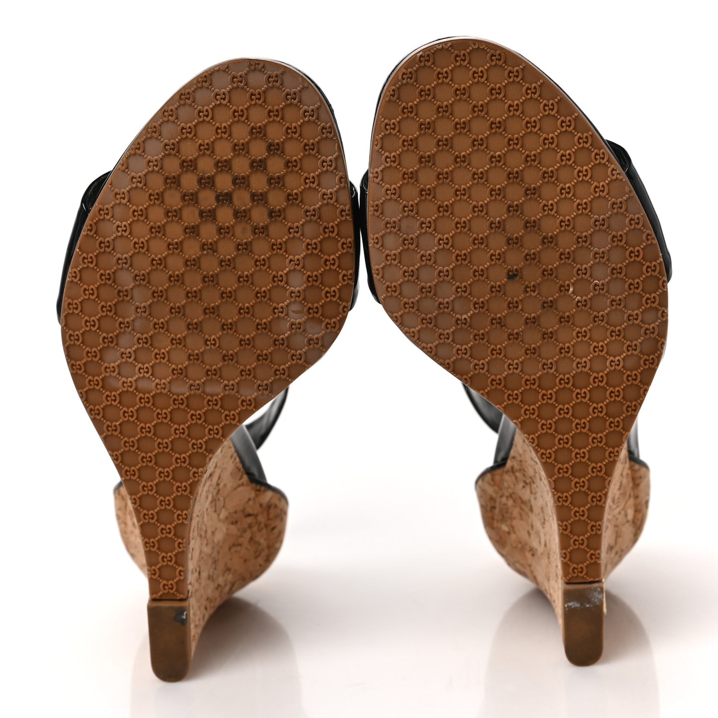 Vitello Vernice Cork Wedge Sandals 6.5 Black Naturale