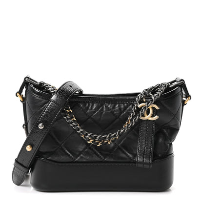 Chanel Aged Calfskin Quilted Small Gabrielle Hobo Black 1 of 10