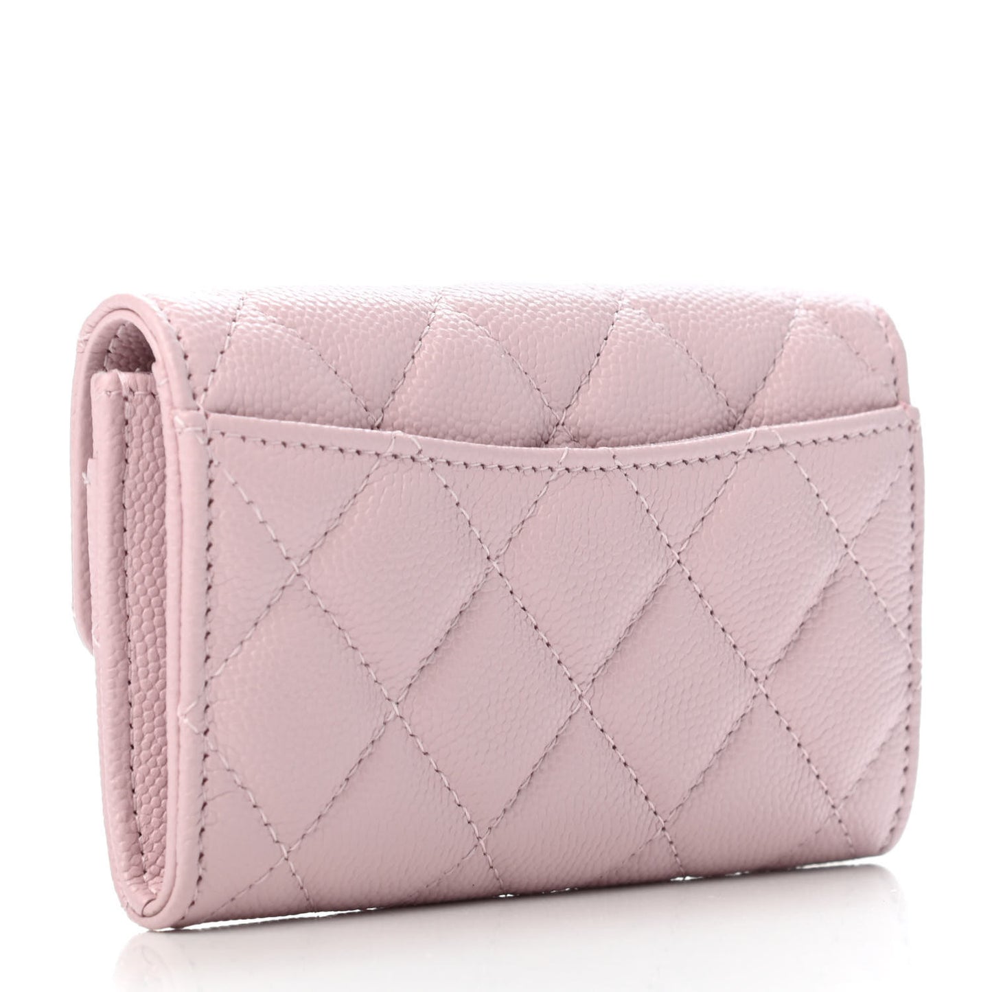 Caviar Quilted Flap Card Holder Wallet Light Pink