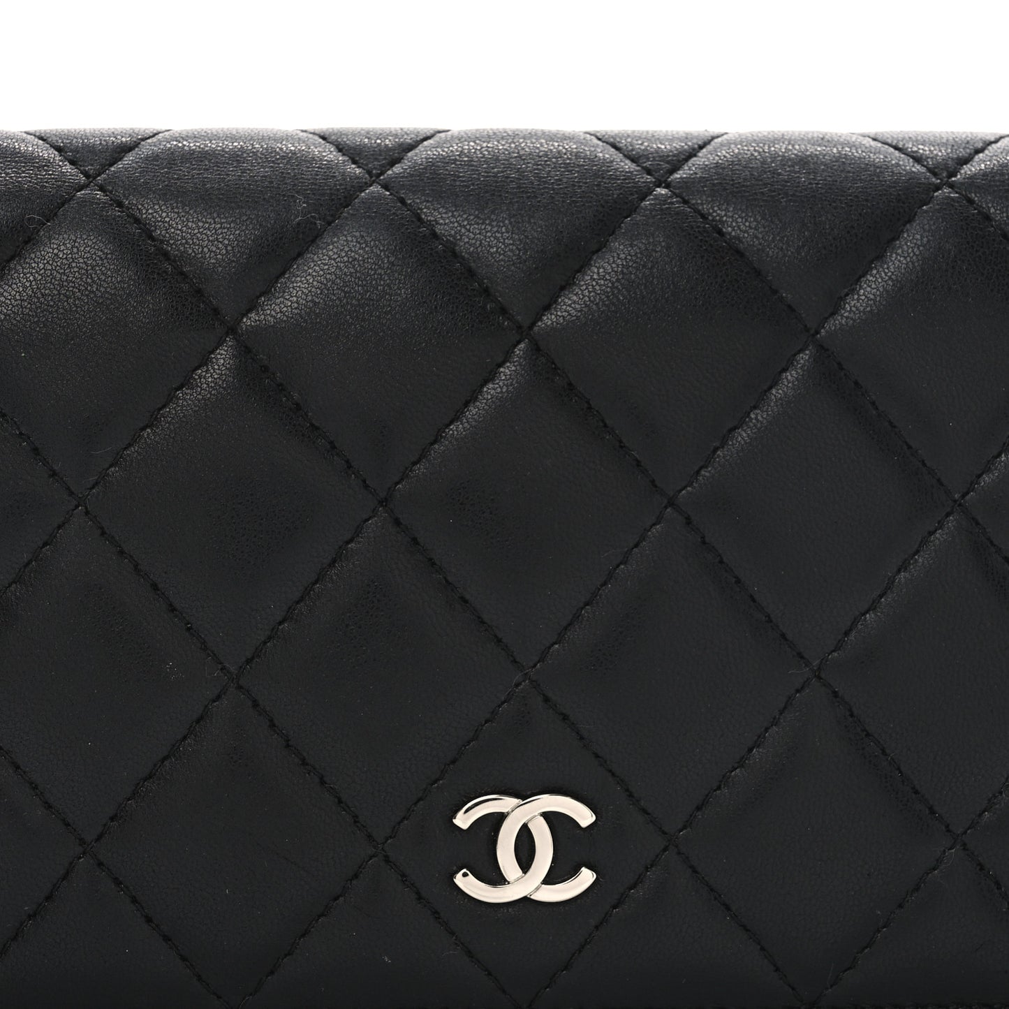 Lambskin Quilted Yen Wallet Black