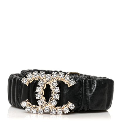 Chanel Calfskin Strass Ruched Rope CC Belt 75 30 Black 1 of 3