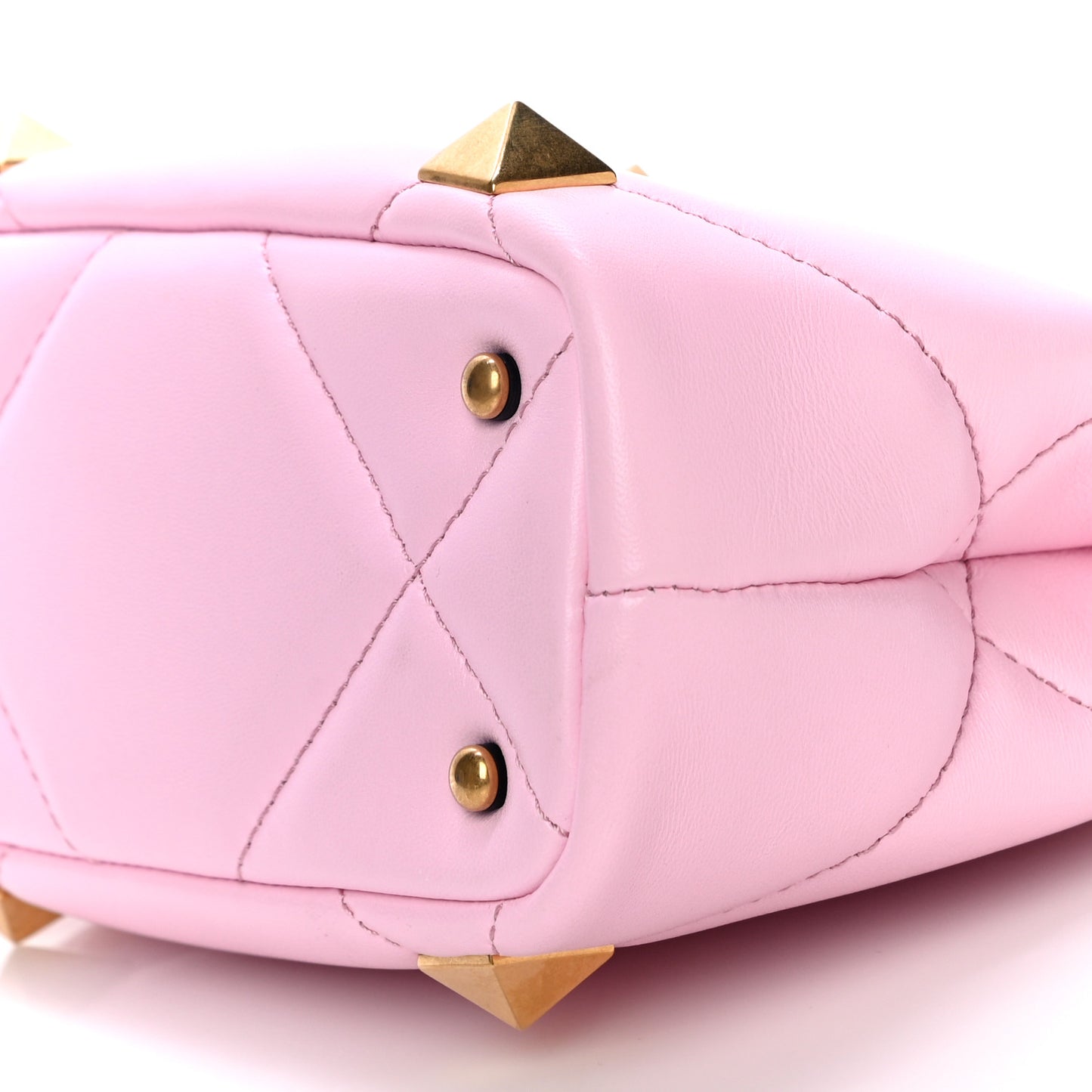Nappa Mini Roman Stud The Handle Bag Pink Borealis