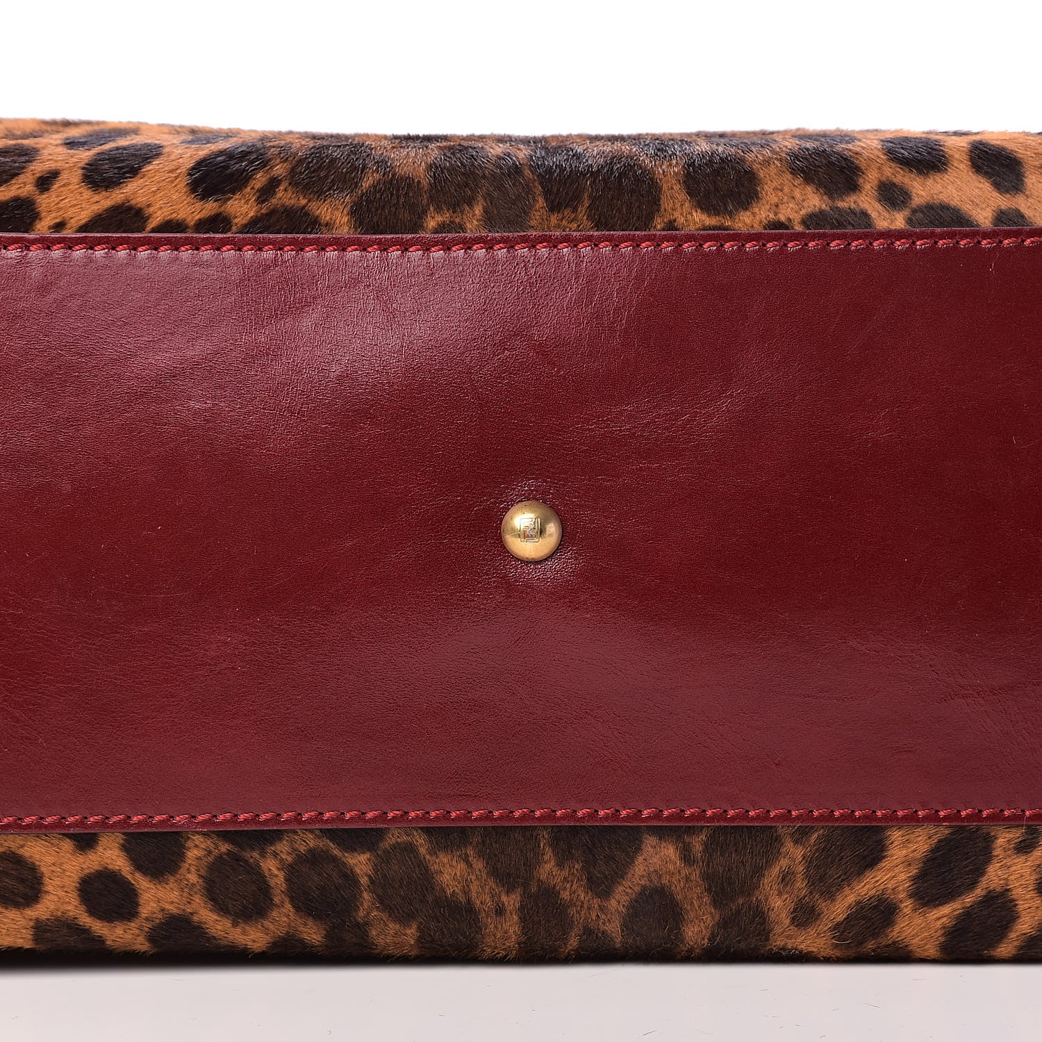 Fendi Calf Hair Leopard Print Large Peekaboo Iconic Satchel Rosso Cilegia 13 of 14