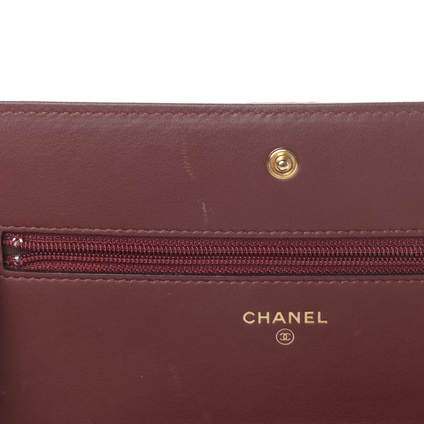 Lambskin Quilted Boy Wallet On Chain WOC Burgundy