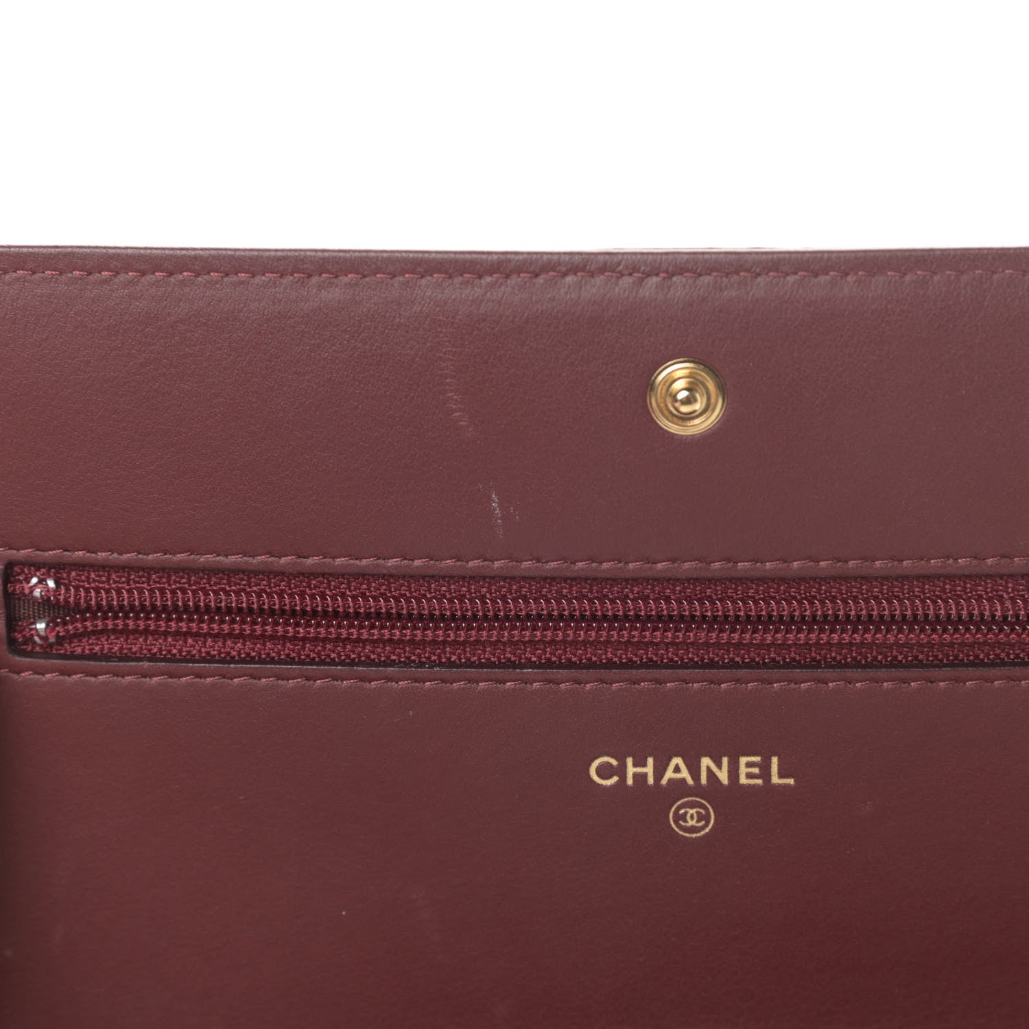 Chanel Lambskin Quilted Boy Wallet On Chain WOC Burgundy 13 of 14