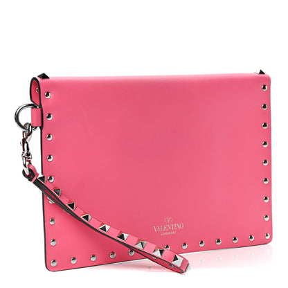 Valentino Garavani Vitello Medium Rockstud Envelope Flat Wristlet Pouch Shadow Pink 2 of 4