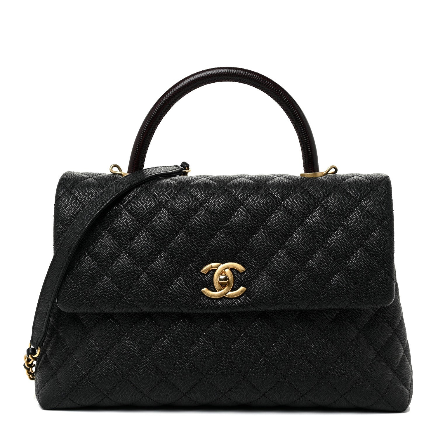 Chanel Caviar Lizard Quilted Medium Coco Handle Flap Black 1 of 19
