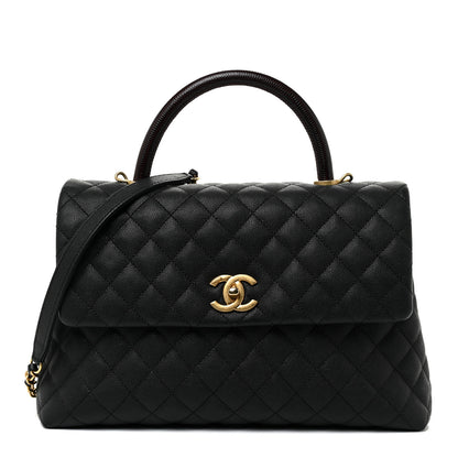 Chanel Caviar Lizard Quilted Medium Coco Handle Flap Black 1 of 19