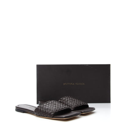 Bottega Veneta Nappa Intrecciato Squared Toe Flat Sandals 38.5 Espresso 8 of 8
